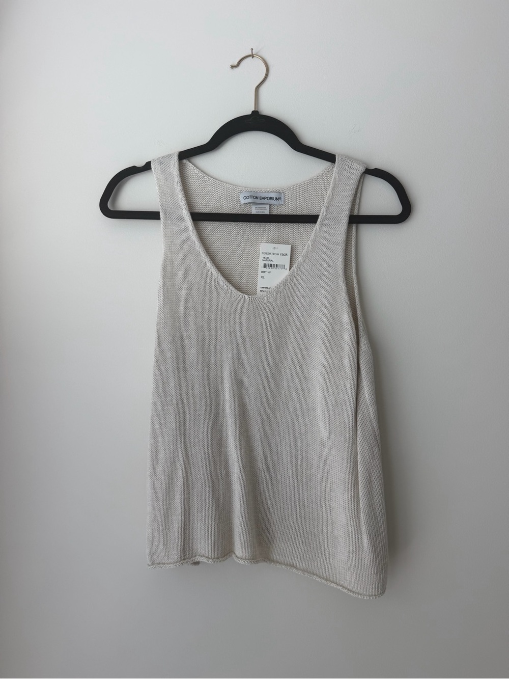 Cotton Emporium Light Cream Knit V-Neck Tank